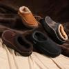 imageZigzagger Mens Slip On Moccasin Slippers IndoorOutdoor Warm Fuzzy Comfy House Shoes Fluffy Wide Loafer SlippersLamb Coffee