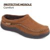 imageZigzagger Mens Slip On Moccasin Slippers IndoorOutdoor Warm Fuzzy Comfy House Shoes Fluffy Wide Loafer SlippersPumpkin