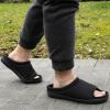 imageZizor Mens Memory Foam Open Toe Slippers Slip On Breathable House Shoes with Indoor Outdoor AntiSkid Rubber SoleBlack