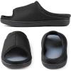 imageZizor Mens Memory Foam Open Toe Slippers Slip On Breathable House Shoes with Indoor Outdoor AntiSkid Rubber SoleBlack