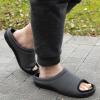 imageZizor Mens Memory Foam Open Toe Slippers Slip On Breathable House Shoes with Indoor Outdoor AntiSkid Rubber SoleGrey
