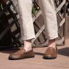 imageZizor Mens Microsuede Moccasin Slippers with Comfy Memory Foam Closed Back House Shoes Indoor Outdoor Durable Rubber SoleCamel