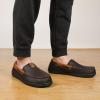 imageZizor Mens Microsuede Moccasin Slippers with Comfy Memory Foam Closed Back House Shoes Indoor Outdoor Durable Rubber SoleCoffee
