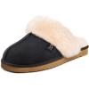 imageWishcotton Womens House Slippers with Memory Foam LAdies Slip on Nonslip Indoor Bedroom Slippers with Rubber Soled Warm Cozy Fuzzy Sherpa Fleece Lined Winter House ShoesBlack