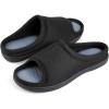imageZizor Mens Memory Foam Open Toe Slippers Slip On Breathable House Shoes with Indoor Outdoor AntiSkid Rubber SoleBlack