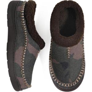 imageZigzagger Mens Slip On Moccasin Slippers IndoorOutdoor Warm Fuzzy Comfy House Shoes Fluffy Wide Loafer SlippersCamouflage Black