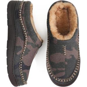 imageZigzagger Mens Slip On Moccasin Slippers IndoorOutdoor Warm Fuzzy Comfy House Shoes Fluffy Wide Loafer SlippersCamouflage Camel