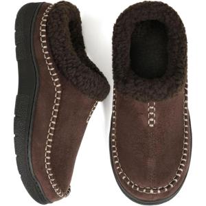 imageZigzagger Mens Slip On Moccasin Slippers IndoorOutdoor Warm Fuzzy Comfy House Shoes Fluffy Wide Loafer SlippersLamb Coffee