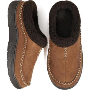 imageZigzagger Mens Slip On Moccasin Slippers IndoorOutdoor Warm Fuzzy Comfy House Shoes Fluffy Wide Loafer SlippersLamb Tan