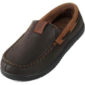 imageZizor Mens Microsuede Moccasin Slippers with Comfy Memory Foam Closed Back House Shoes Indoor Outdoor Durable Rubber SoleCoffee