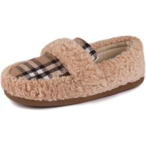 imageZizor Womens Fuzzy Loafer Slippers House Shoes with Memory FoamDark Brown
