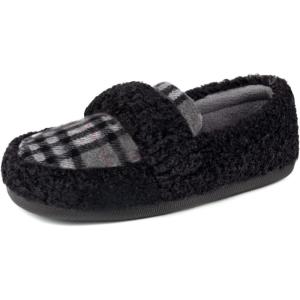 imageZizor Womens Fuzzy Loafer Slippers House Shoes with Memory FoamPure Black
