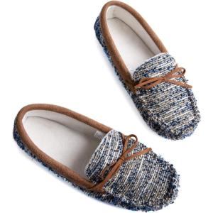 imageZizor Womens Moccasin Indoor Slippers with Lacing Ladies Closed Back House Shoes
