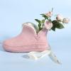 imageZizor Womens Moccasin Bootie Slippers with Cosy Memory Foam Ladies Toasty Slip on House Shoes with Hard Outdoor Indoor Rubber SolePink