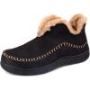 imageWishcotton Mens Moccasin Bootie Slippers With Cozy Memory Foam Winter Warm Fuzzy Indoor Outdoor House ShoesBlack