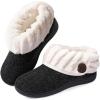 imageWishcotton Womens Wool Cozy Memory Foam Winter Slippers Indoor Outdoor with Fuzzy Faux Fur CollarBlack