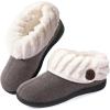 imageWishcotton Womens Wool Cozy Memory Foam Winter Slippers Indoor Outdoor with Fuzzy Faux Fur CollarGrey