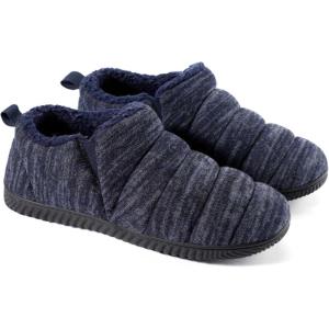 imageZizor Mens Comfy Caterpillar Slippers Indoor Outdoor House Shoes Warm Soft Knit Upper Fuzzy Fleece Lined Memory Foam Sole with Hard BottomNavy