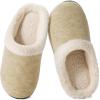 imageWishcotton Womens Lambrub Sherpa House Slippers Memory Foam Indoor OutdoorOatmeal