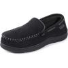 imageZigzagger Mens Moccasin Slippers Memory Foam House Shoes Indoor and Outdoor Warm Loafer SlippersCool Black