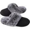 imageZizor Womens Slip on Scuff Slippers with Memory Foam Winter Warm Faux Fluffy Fur House Shoes Indoor NonSlip Bedroom Sole Black 910