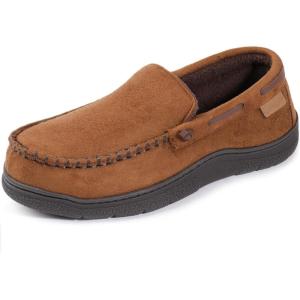 imageZigzagger Mens Moccasin Slippers Memory Foam House Shoes Indoor and Outdoor Warm Loafer SlippersCamel
