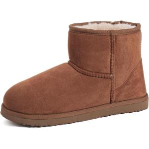 imageZizor Womens Cozy Short Bootie Slippers Winter Warm Hard Bottom House Shoes with Fuzzy Lining Chestnut 11 M US
