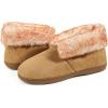 imageZigzagger Faux Suede ankle Bootie Slippers for Women Cozy House Shoes with Faux Fur Collar and Lining Indoor Outdoor