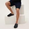 imageWishcotton Mens Memory Foam Slippers Indoor Outdoor Cozy House Shoes with Sturdy Rubber SoleDark Black