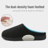 imageWishcotton Mens Memory Foam Slippers Indoor Outdoor Cozy House Shoes with Sturdy Rubber SoleDark Black