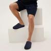 imageWishcotton Mens Memory Foam Slippers Indoor Outdoor Cozy House Shoes with Sturdy Rubber SoleNavy Blue