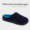 imageWishcotton Mens Memory Foam Slippers Indoor Outdoor Cozy House Shoes with Sturdy Rubber SoleNavy Blue