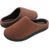 imageWishcotton Mens Memory Foam Slippers Indoor Outdoor Cozy House Shoes with Sturdy Rubber SoleCoffee