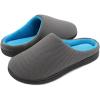 imageWishcotton Mens Memory Foam Slippers Indoor Outdoor Cozy House Shoes with Sturdy Rubber SoleDark Grey