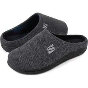 imageWishcotton Mens Memory Foam Slippers Indoor Outdoor Cozy House Shoes with Sturdy Rubber SoleGrey