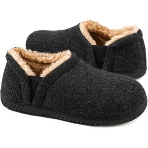 imageZizor Mens Comfy Caterpillar Slippers Indoor Outdoor House Shoes Warm Soft Knit Upper Fuzzy Fleece Lined Memory Foam Sole with Hard BottomOnyx Black