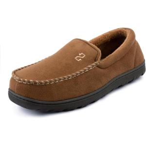 imageZizor Mens Moccasin Slippers With Memory Foam House Shoes for Indoor OutdoorCamel