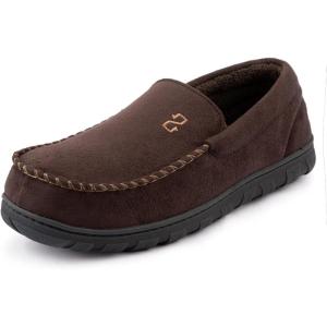 imageZizor Mens Moccasin Slippers With Memory Foam House Shoes for Indoor OutdoorCoffee