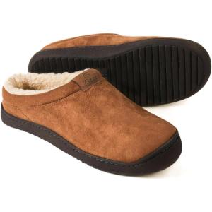 imageZizor Mens Slip On Moccasin Slippers Fleece Lined Bedroom House Shoes for IndoorOutdoorTan