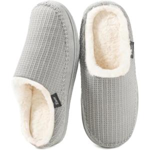imageZizor Womens Moselle Fuzzy Moccasin House Slippers Memory Foam IndoorHeather Grey