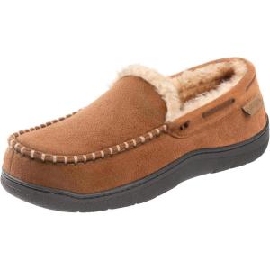 imageZigzagger Mens Moccasin Slippers Memory Foam House Shoes Indoor and Outdoor Warm Loafer SlippersTan