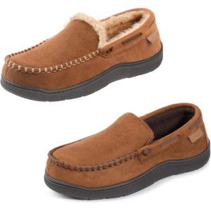 imageZigzagger Set of 2 Pairs of Mens Moccasin Slippers Size11CamelampampTan