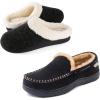 imageZigzagger Set of 2 Pairs  Womens Sherpa Fleece House Slipper with Memory FoamBlack US 89 and Mens Moccasin Slippers Memory Foam House ShoesBlackUS 11