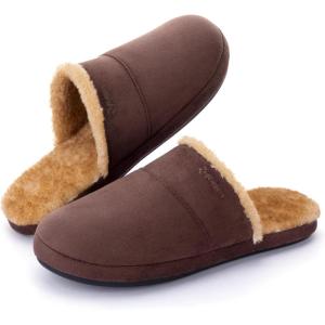 imageZigzagger Mens Fuzzy Scuff House Slippers Indoor Memory Foam Winter Warm House ShoesCoffee