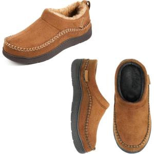 imageZigzagger Two Styles for Men Set of 2 Pairs Size 1112ampamp11Mens Slip On Moccasin Slippers IndoorOutdoor Warm Fuzzy Comfy House Shoes Fluffy Wide Loafer SlippersCold TawnyampampTan