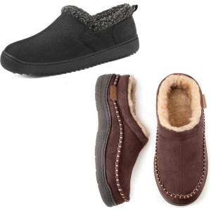 imageZigzagger Two Styles for Men Set of 2 Pairs Size 1112ampamp11Mens Slip On Moccasin Slippers IndoorOutdoor Warm Fuzzy Comfy House Shoes Fluffy Wide Loafer SlippersCoffeeampampBlack