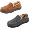 imageZigzagger Set of 2 Pairs of Mens Moccasin Slippers Size 9 Tan ampamp Felt Grey