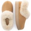 imageZigzagger Womens Winter Fuzzy Fluffy Bootie Slippers House Shoes  Cozy Warm Suede with Fur LinedampampCollar Soft MemoryFoam Insole Cute Design for Indoor ampamp OutdoorTan