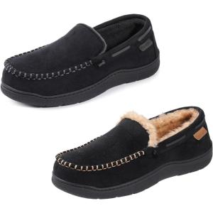 imageZigzagger Set of 2 Pairs of Mens Moccasin Slippers Size14Black