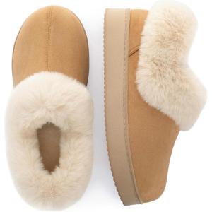 imageZigzagger Womens Winter Fuzzy Fluffy Bootie Slippers House Shoes  Cozy Warm Suede with Fur LinedampampCollar Soft MemoryFoam Insole Cute Design for Indoor ampamp OutdoorTan